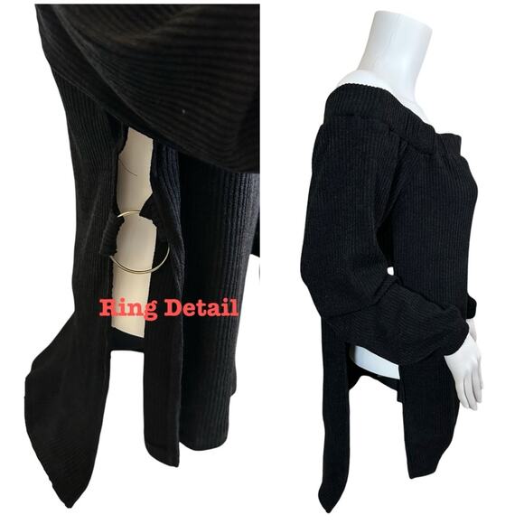 #T84 SABO SKIRT Ribbed Lightweight Sweater With Ring Detail SZ L $79 - Picture 8 of 10